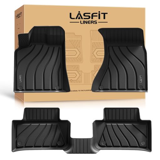 Tapetes LASFIT para Porsche Macan 2014-2024, Ajuste Personalizado para Todos los Climas TPE Alfombrillas de Coche para 1ra y 2da Fila, Negro