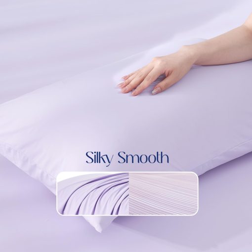 Juego de Sabana Ajustable Cooling Twin Size con 1 Funda de Almohada, Q-Max > 0.4 Aerocool® 2 PCS sin Sabana Plana, Refrigerante para Sudores Nocturnos, Durmientes Calurosos, Niebla de Lavanda - Imagen 5