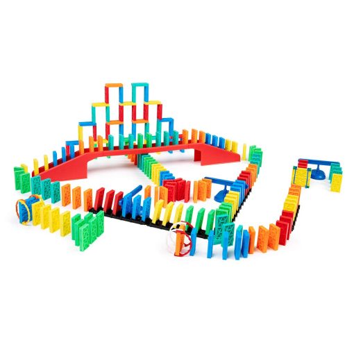 Kit de Dominos Cineticos a Granel | Juego de Dominos, Juguetes STEM STEAM Pequenos, Juegos Familiares para Ninos, Juguetes y Juegos para Ninos, Construccion, Derribo, Sets de Reaccion en Cadena (204 piezas) - Imagen 2