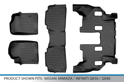 Juego de Alfombrillas de Piso a Medida SMARTLINER para 3 Filas Color Negro para Armada 2017-2018 / Infiniti QX56 2011-2013 / QX80 2014-2018 - Imagen 6