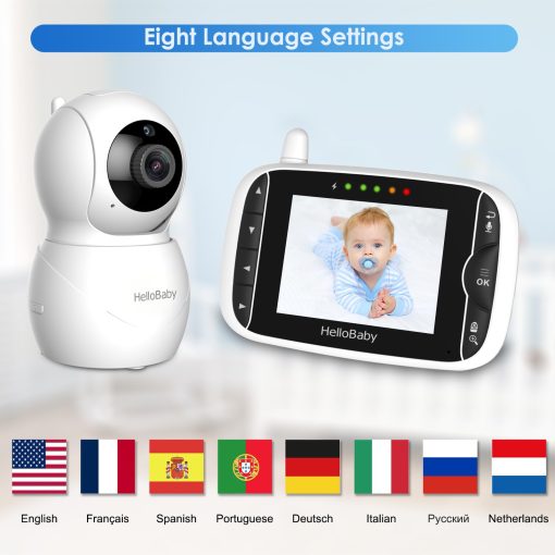 Monitor de Bebe HelloBaby con Camara y Audio, Pantalla LCD IPS, Monitor de Video de Bebe sin WiFi, Vision Nocturna Infrarroja, Pantalla de Temperatura, Canciones de Cuna, Audio Bidireccional y Modo VOX (HB66pro) - Imagen 6