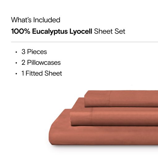 Juego de sabanas SIJO AiryWeight Tencel, 100% Lyocell derivado de Eucalipto, Extra Suave, Ganador de Mejor Sabanas de Refrigeracion 2022 de Architectural Digest - 3 piezas - 2 Fundas de Almohada 1 Ajustable (Arcilla, Full) - Imagen 2