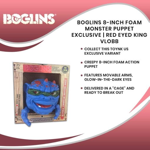 Marioneta de Monstruo Boglins Foam King Vlobb de Ojos Rojos 8? Figura Coleccionable, Ojos que Brillan en la Oscuridad con Piel Super Elastica y Ojos y Boca Moviles, Popular Juguete Retro Genial para Ninos 5+ y Coleccionistas - Imagen 6