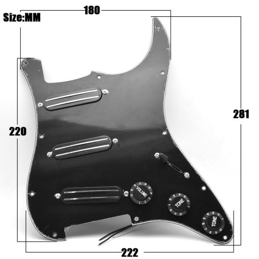 SoulDiM 3Ply 11-Hole SSS Prewired Loaded Pickguard con Doble Pastilla de Bobina Caliente de Alta Salida Kit para Guitarra Electrica Fender Squier Strat Negra - Imagen 4