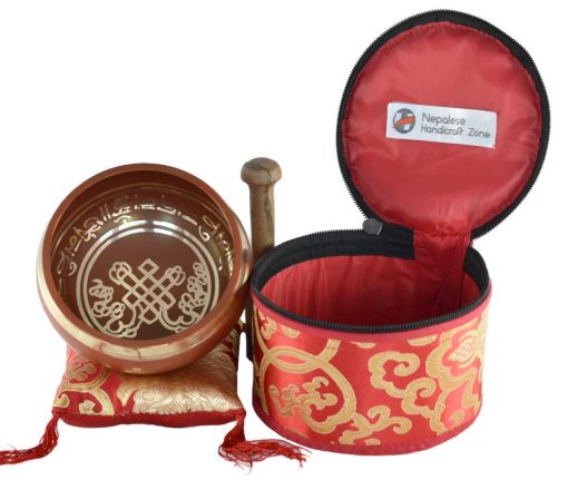Conjunto de Cuenco Cantante con palo y cojin gratis por Nepalese Handicraft Zone (Rojo)
