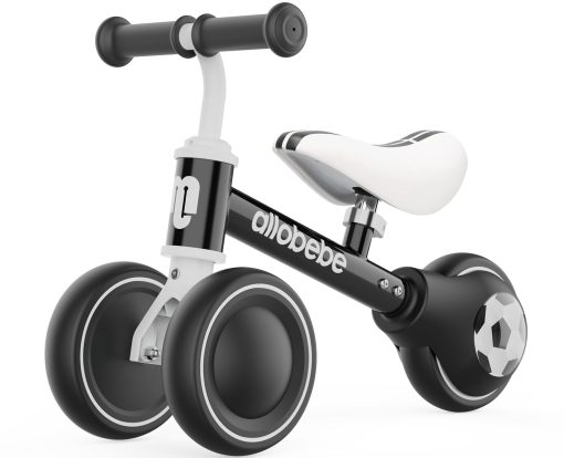 Bicicleta de Equilibrio para Bebe allobebe, Bicicletas Lindas para Ninos de 12 a 36 Meses Regalos para Nina de 1 Ano Bicicleta para Entrenar al Bebe de Estar de Pie a Correr con Asiento Ajustable Ruedas Silenciosas y Suaves (Negro)
