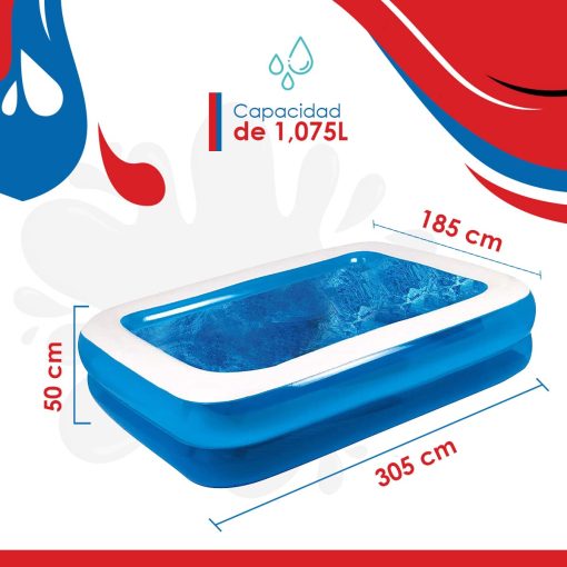 Piscina Inflable Gigante para Ninos - Piscina Inflable Rectangular para Familia y Ninos - 10 Pies de Largo (120" X 72" X 20") - Imagen 2