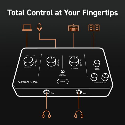 Interfaz de audio USB Creative Live! Audio A3 con grabacion y reproduccion de alta resolucion de hasta 24 bits y 96kHz, con monitoreo directo de cero latencia - Imagen 6