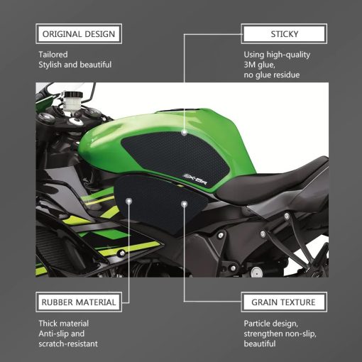 Protector de tanque de combustible lateral para Kawasaki Ninja ZX-6R / ZX-636 ZX6R ZX636 2013-2023 Accesorios de Motocicleta Pegatina de Protector de Tanque Calcomanias Adhesivas de Goma de Rodilla de Gas Tanque Pad - Imagen 5