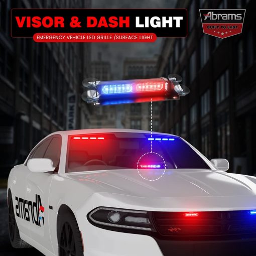 Barra de luz estroboscopica de advertencia de parabrisas y cubierta para vehiculos funerarios y camiones Abrams Focus 2X Series (Purpura/Blanco) 36W - 12 LED - Imagen 3