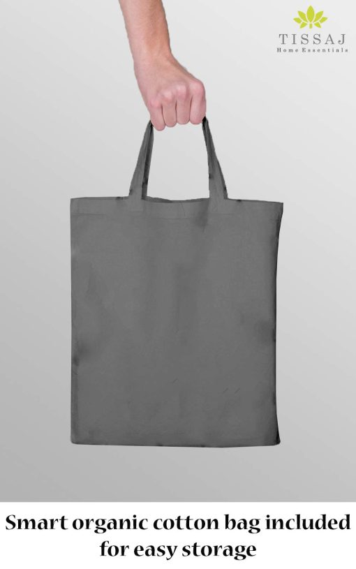 Juego de sabanas de algodon organico Tissaj tamano queen - Gris Ahumado - Certificado GOTS - Calidad de lujo duradera - Bolsillos extra profundos y ajuste seguro - Ropa de cama premium - Tejido de saten - con bolsa de transporte - Juego de 4 - Imagen 5