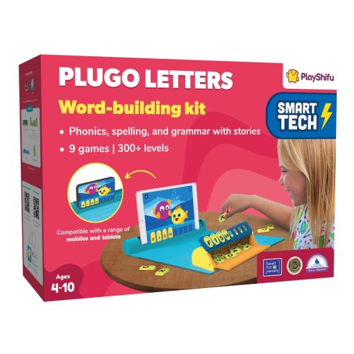 Juego Educativo de Palabras PlayShifu- Kit de Letras Plugo+App con 9 Juegos de Aprendizaje, Regalos STEM para Ninos de 4 a 8 anos Fonetica, Ortografia y Gramatica 48 Fichas de Alfabeto Funciona con tablets y moviles El empaque puede variar