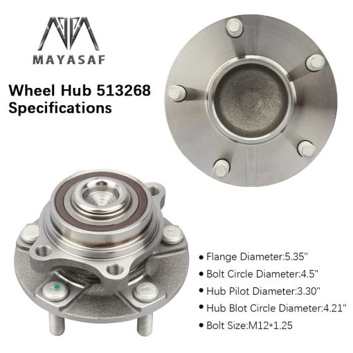 MAYASAF 513268x2 Cojinete de Cubo de Rueda Delantero de 5 Pernos con ABS Compatible con Nissan 350Z 2003-2009, Infiniti G35 RWD 2003-2007 (Paquete de 2) - Imagen 2