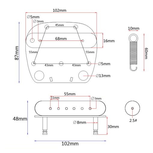 Placa de Puente de Guitarra de 6 Cuerdas para Tremolo y Reemplazo de Puente para Mustang y Guitarras - Imagen 6