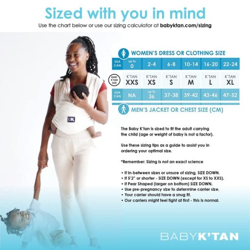 Portabebes Baby K'tan Organico 100% algodon certificado GOTS: #1 Facil de poner 5 en 1 Fular para Bebe | Listo para Usar | Suave y mullido Portabebes manos libres para recien nacidos a ninos de hasta 35lb (Ver tabla de tallas) - Imagen 2