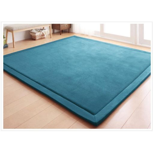 Tapete de guarderia de terciopelo de coral Loartee Alfombras de arrastre Alfombras de area Alfombras de juego Alfombras de gateo (6'8"x 6'8", Azul) para ninos pequenos Colchonetas de yoga Alfombrillas de ejercicio
