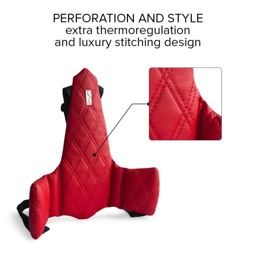 Apoyo Lumbar KULIK SYSTEM - Nuevo Soporte Lumbar para Coche - Innovador Soporte Lumbar para Coche - Cojin Lumbar para Aliviar Dolor Lumbar - Cojin Lumbar para Coche - Patentado (Costuras Rojas) - Imagen 3