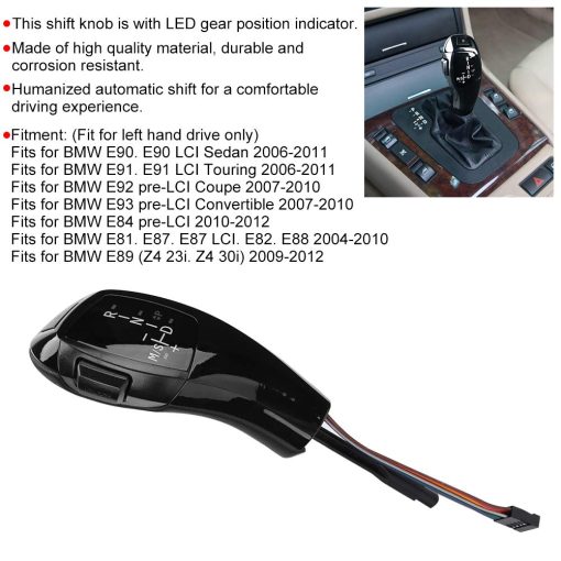 Perilla de cambio Led Qii lu - Kit de actualizacion de perilla de cambio LED automatica LHD para BMW E90 E92 E84 E89 en estilo F30 (Negro) - Imagen 2