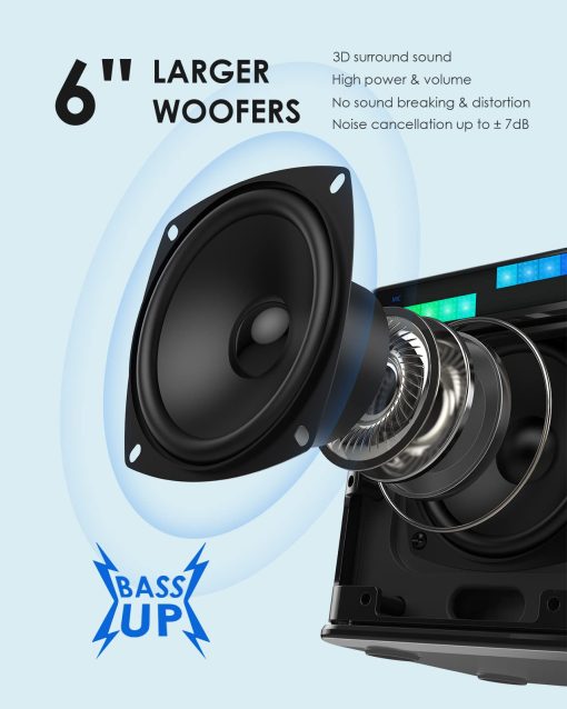 Maquina de Karaoke para Ninos/Adultos, FULLIFE 2024 Altavoz Portatil Bluetooth PA Sistema con 2 Microfonos Inalambricos, Luz LED Colorida Que Cambia, Set de Karaoke para Fiestas en Casa, Interiores - Imagen 2
