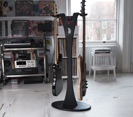 Soporte de guitarra Ruach GS-2 Dual Bass, acustica y electrica de madera - Negro - Imagen 5