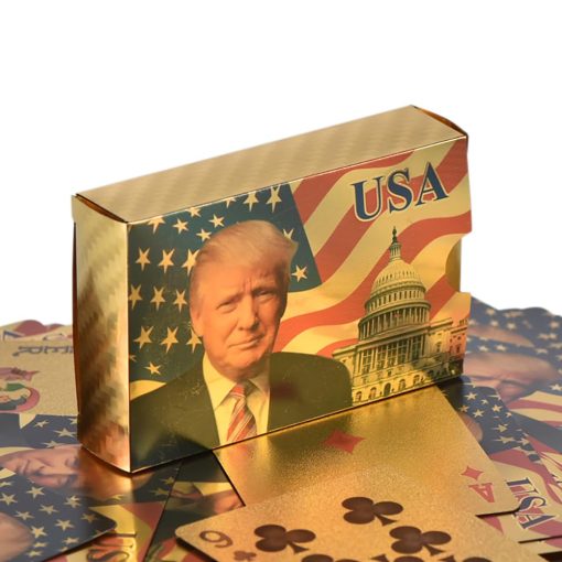 AINYROSE 10 Pack Cartas de Juego de Donald Trump - Cartas de Poker Plateadas y Doradas con Bano de Oro para Juegos de Mesa Buen Regalo para Amigos, Hombres, Novios (Oro) - Imagen 4