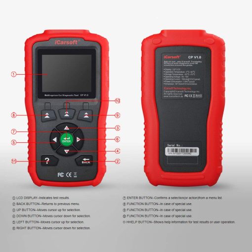 Escaner de diagnostico automotriz iCarsoft CP V1.0 para Peugeot/Citroen con SRS, ABS Scan, Reinicio de Servicio de Aceite, Reinicio de SAS, etc. - Imagen 2
