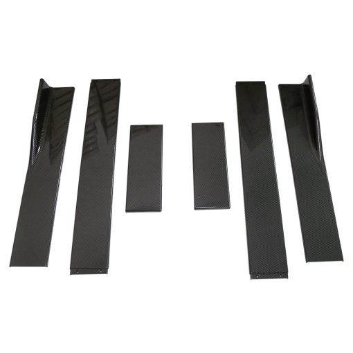 JY Sdyl Car Universal Side Skirts Extension Splitters Body Kit Rocker Panel Extensions 6Pcs (Negro-Fibra de Carbono, 2.2M)
