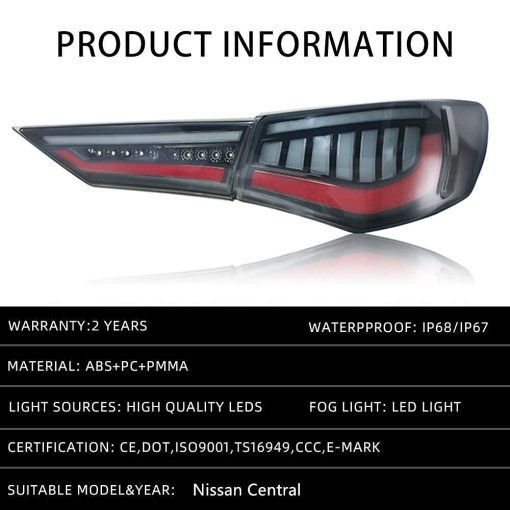 Juego de luces traseras LED Ingenuity Time para Nissan Sylphy/Sentra/Pulsar 2019 2020 2021 Lamparas traseras ahumadas con animacion de encendido (lampara de reversa solo en el lado del pasajero) - Imagen 3