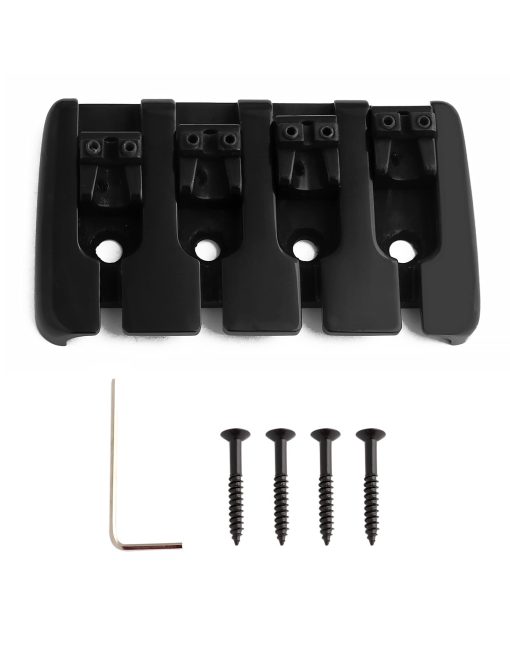 Puente para Bajo de 4 Cuerdas Estilo A Carga Superior con Selletas de Zinc para Bajo Jazz Electrico P Bajo Negro de Alto Peso