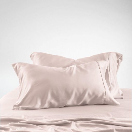 Juego de sabanas King Size de lujo Olive + Crate Luxury Series 100% Tencel Eucalyptus - Juego de 4 piezas de sabanas super suaves y frescas, bolsillo profundo de hasta 18'', sabana ajustable y 2 fundas de almohada, Rosa Palido - Imagen 6