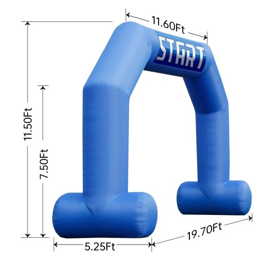 Arco Inflable TKLoop de 20 pies Azul con Banderas de Linea de Salida y Meta y Soplador Potente, Arco Inflable Hexagonal para Carreras Publicidad al Aire Libre Comercio - Imagen 2