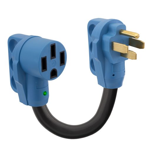 Adaptador de perro de 50 amperios a 50 amperios RecPro RV | Adaptador de energia en tierra | 50A macho a 50A hembra