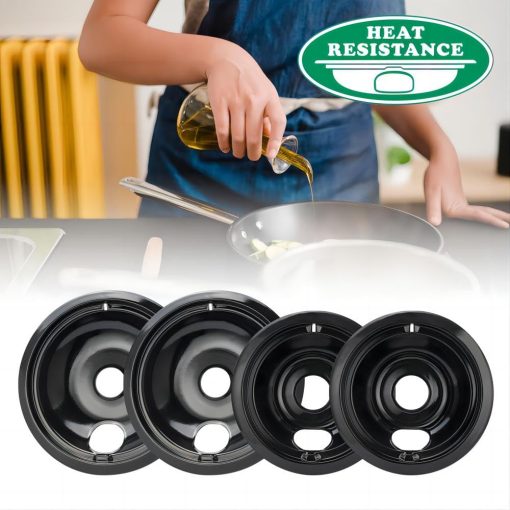 Repuesto para Bandejas de Goteo de Cocina Electrica GE o Hotpoint, Acabado de Porcelana Esmaltada Negro Juego de 4 Piezas de Purelux - Imagen 3