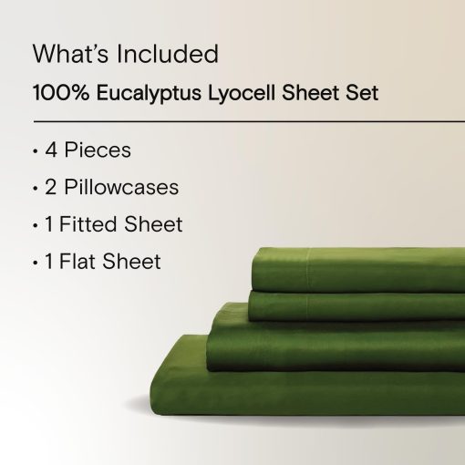 Juego de sabanas Sijo AiryWeight Tencel, 100% Lyocell derivado del eucalipto, Suave como la mantequilla, Ganador de las Mejores Sabanas Refrescantes de Architectural Digest 2022 - 4 piezas - 2 fundas de almohada 1 ajustada 1 superior (Forest, Full) - Imagen 2