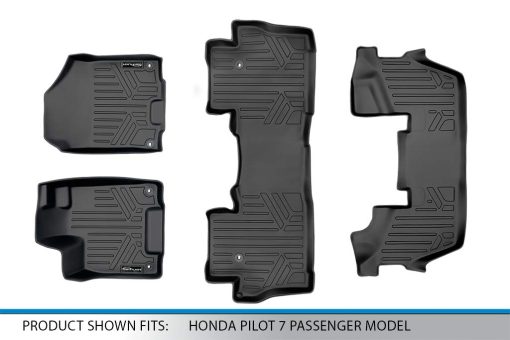 SMARTLINER Juego de tapetes a medida para 3 filas de Honda Pilot Elite 2016-2022 - Negro - Imagen 6