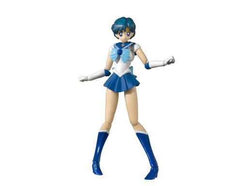 S.H. Figuarts Sailor Moon Sailor Mercury - Edicion de Color de Animacion - (Version de Reventa), Aproximadamente 5.5 pulgadas (140 mm), Figura de Accion Pre-pintada de PVC y ABS