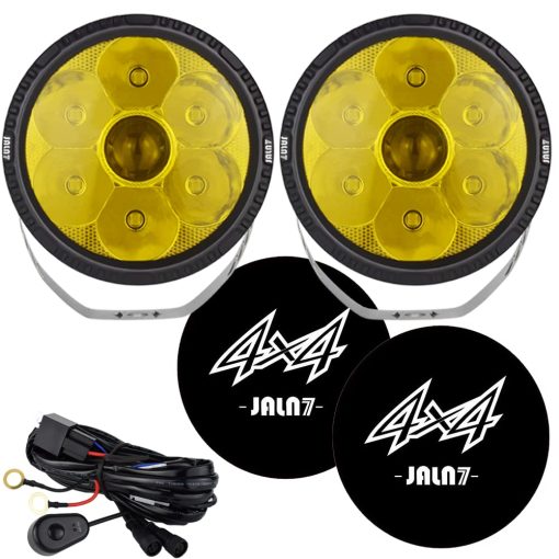JALN7 Luces LED de Conduccion Amarillo 5 Pulgadas Proyector de Rayo Amarillo para Motocicleta Coche Offroad Faro Lente Pod Niebla Auxiliar 140W 28000LM para BMW Jeep Pickup GMC SUV ATV UTV 4X4 2PCS