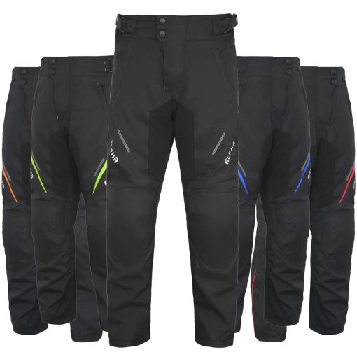 Pantalones de Moto para Hombre Todas las Estaciones Motocross Offroad Sobrepantalones Touring Aventura Dual Enduro Impermeables con Armadura CE (NEGRO, Cintura 34"-36" Entrepierna 30")
