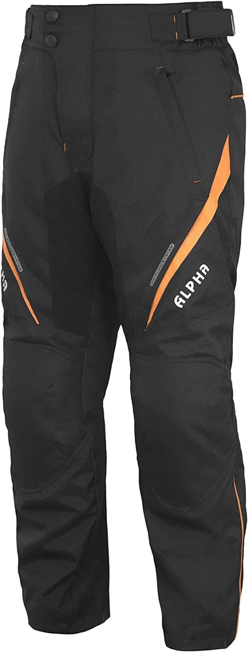 Pantalones de Moto para Todas las Temporadas para Hombre Motocross Offroad Overpants Touring Aventura Dual Enduro Impermeables con Armadura CE (NARANJA, Cintura 42"-44" Entrepierna 34") - Imagen 5