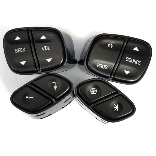 DEVMO 4pcs Boton de Control del Volante Compatible con Chevy Silverado Suburban Tahoe Avalanche GMC Sierra Yukon Cadillac Escalade y Mas Reemplaza# 21997738, 21997739, 1999442, 1999443