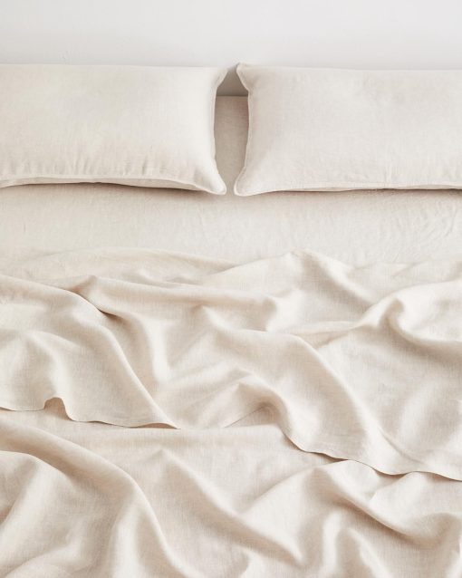 Sabana Plana de Lino Bed Threads - 100% Lino Frances - 170 GSM - Lujo y Respetuoso con el Medio Ambiente - Transpirable, Duradero y Ultra Suave - Sabana Plana Individual - Lavable a Maquina - Twin/Twin XL - Avena - Imagen 4