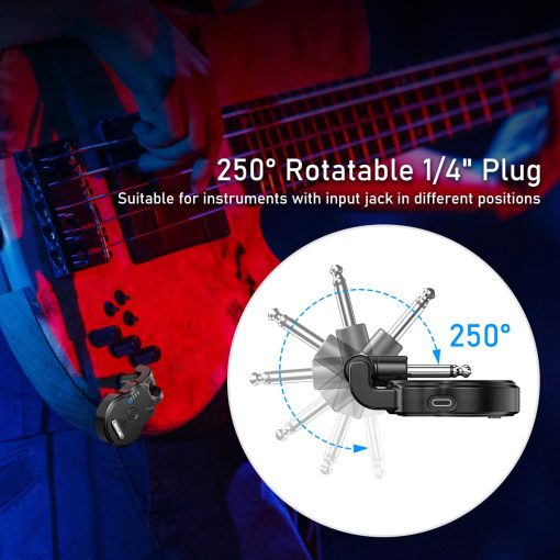 ACEMIC Sistema de Guitarra Inalambrica de 2.4GHz Recargable 4 Canales Transmisor Receptor de Guitarra Inalambrica para Guitarra Bajo Instrumentos Electricos, G1 - Imagen 2