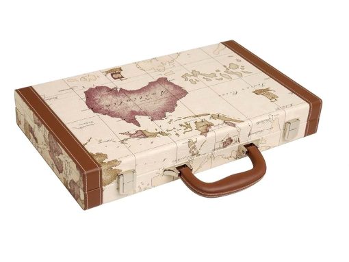 ¡Nuevo! - Set de Backgammon de Mapa de Lujo de 15 pulgadas - Tablero Blanco - Imagen 6