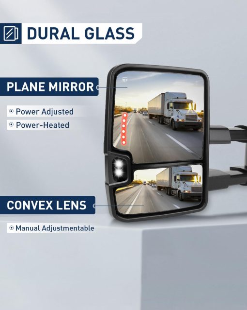 Espejos de Remolque ECCPP de alto rendimiento Espejos exteriores automotrices con potencia calefaccionados senal de giro de reemplazo para 2003-2007 para Silverado para Sierra para Chevy para gmc 1500 2500 3500 (07 nuevo estilo de carroceria) - Imagen 3