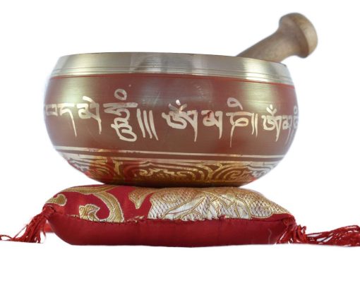 Conjunto de Cuenco Cantante con palo y cojin gratis por Nepalese Handicraft Zone (Rojo) - Imagen 3