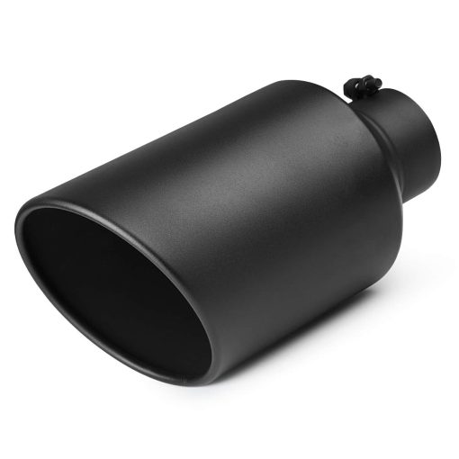 A-KARCK 4" Inlet Exhaust Tip, Negro de Recubrimiento en Polvo Universal 4" Entrada 8" Salida 15" Largo Perno en la Punta del Escape