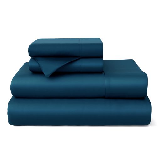 Juego de sabanas 100% Rayon derivado de bambu de la coleccion Cosy House - Set de ropa de cama de 4 piezas, fresco, transpirable, suave como la seda (King, Azul Real)