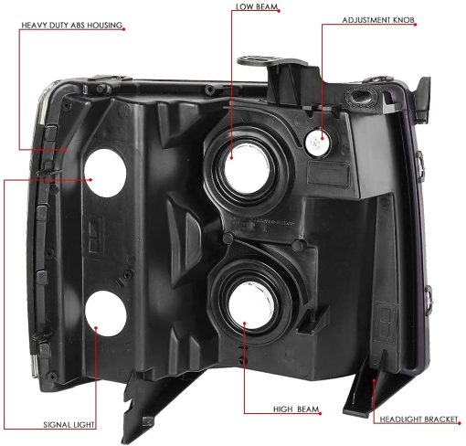 Faro delantero Cheda compatible con Chevy Silverado 1500 2007-2013 / Ajuste 07-14 Chevy Silverado 2500 3500 y Modelos HD (AWT Lente clara Carcasa cromada Indicador ambar, Estilo basico) - Imagen 9