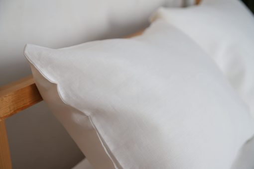 Juego de Sabanas y Fundas de Almohada de Lino de WHOLEWOOLS - Sabana de Cama de Lino Natural -4 Pzs Transpirable y Ultra Suave (Sabana Ajustable, Sabana de Cama y 2 Fundas de Almohada) (Tamaño Completo, Blanco Frost) - Imagen 4