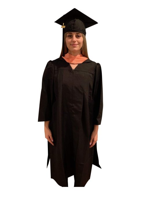 Cappe Diem Capucha de Graduacion Deluxe para Maestria (Enfermeria, Trabajo Social, Teologia, MBA, M.Ed, M.Sc.) Salmon Pavone (Salmon-Rojo/Oro) - Imagen 3